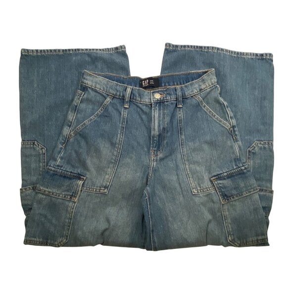 GAP Baggy super wide double cargo jeans women’s 4 27R skater street style trendy - Picture 5 of 13